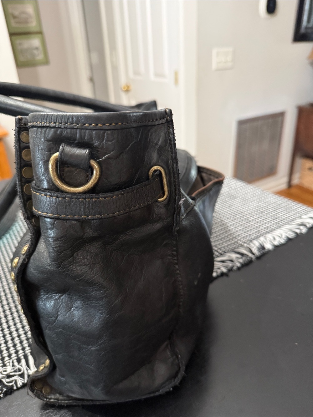 Vilenca of Holland Chocolate Brown Studded Leather Bag - Picture 2 of 11